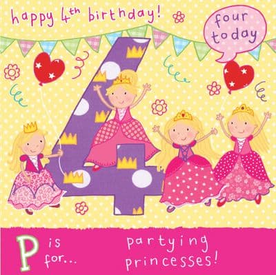 TW054 - Age 4 Princess Birthday Card