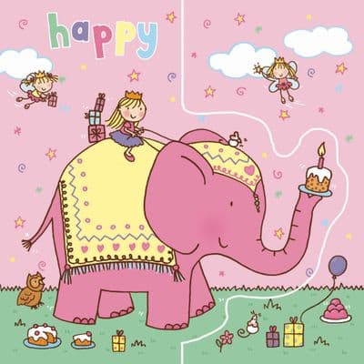 TW190 - Elephant Birthday Card, Sparkly Card - Pop Out Card