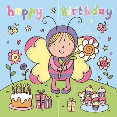 TW197 - Butterfly Girl Birthday Card, Sparkly Card - Pop Out Card