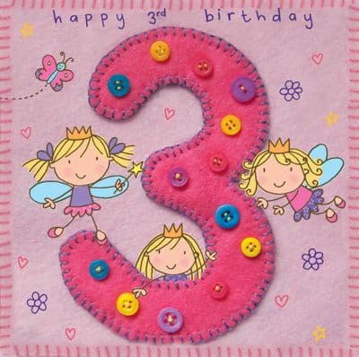TW252 - Age 3 Fairy Birthday Card
