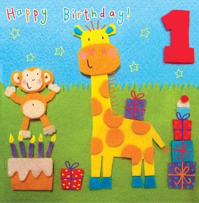TW256 - Age 1 Giraffe Children's Birthday Card
