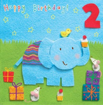 TW257 - Age 2 Elephant Birthday Card