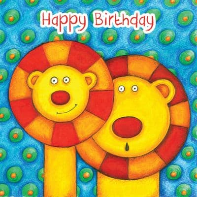 tw270 - Lions Birthday Card With Googly Eyes