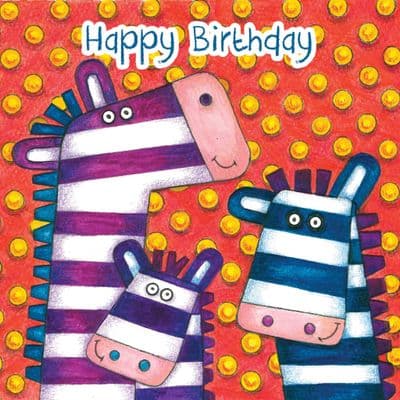 TW272 - Zebras Birthday Card With Googly Eyes
