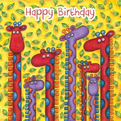 TW273 - Giraffes Birthday Card With Googly Eyes