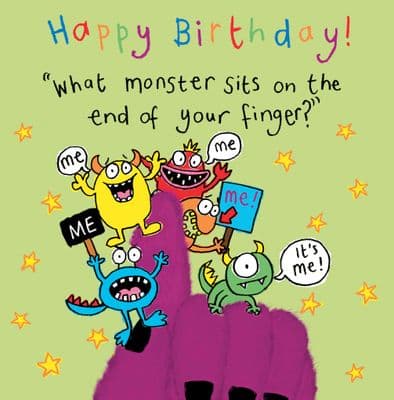 TW433 - Finger Monster Funny Joke Birthday Card For Kids