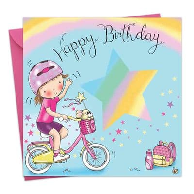 TW639 - Girls Happy Birthday Card Bicycle
