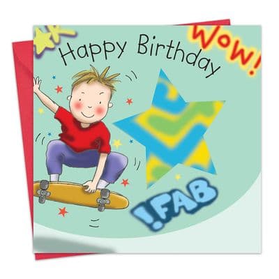 TW651 - Boys Happy Birthday Card Skateboard