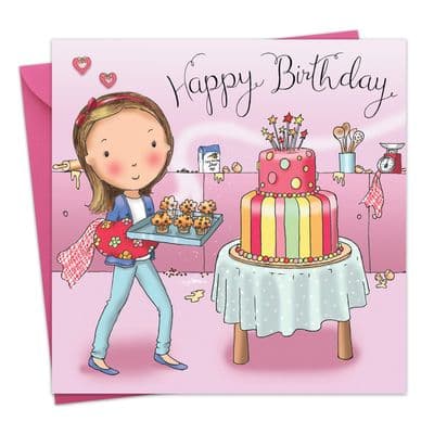 TW669 - Girls Happy Birthday Card Cakes
