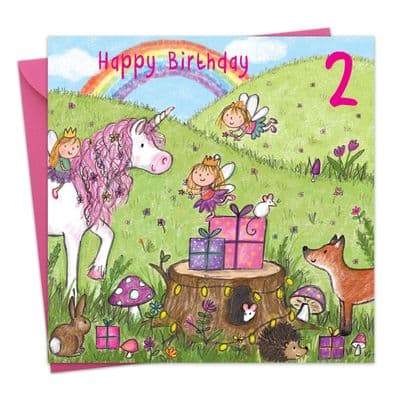 TW711 - Unicorn Age 2 Birthday Card Girls