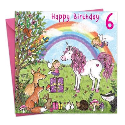 TW715 - Unicorn Age 6 Birthday Card Girls