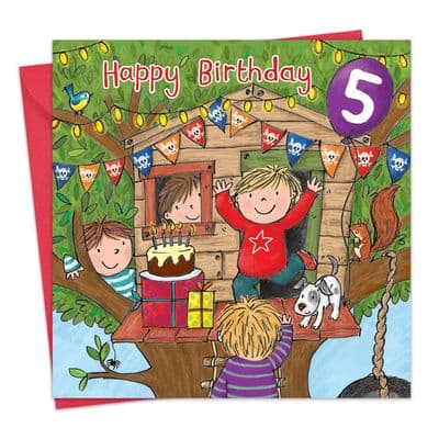 TW720 - Age 5 Boys Birthday Card Treehouse