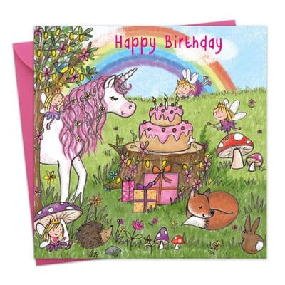 TW722 - Girls Happy Birthday Card Unicorn