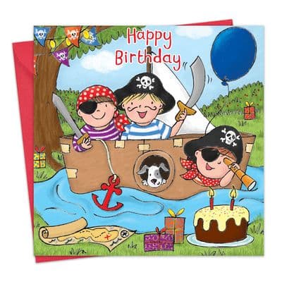 TW726 - Boys Happy Birthday Card Pirate Ship