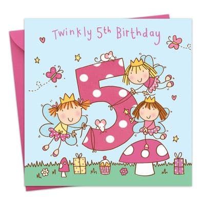 TW734 - Girls Age 5 Fairy Birthday Card