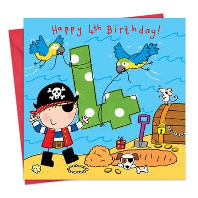 TW743 - Boys Age 4 Pirate Birthday Card