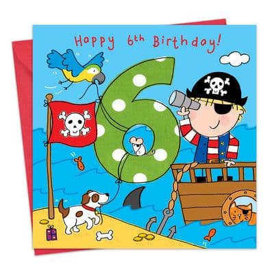 TW745 - Boys Age 6 Pirate Birthday Card
