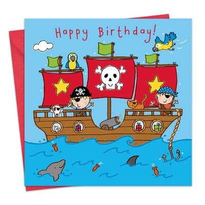 TW748 - Happy Birthday Card For Boy Pirate Ship