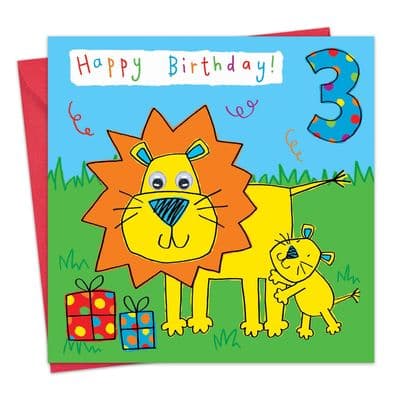 TW784 - Children's Birthday Card age 3 Lion
