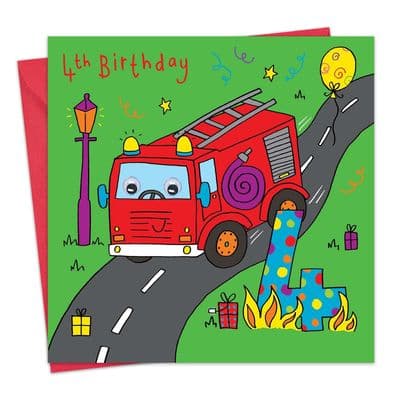 TW793 - Fire Engine Birthday Card - age 4