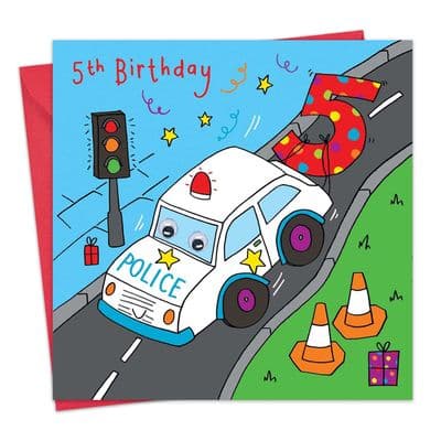 TW794 - Police Car Birthday Card - age 5