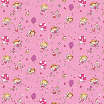 TWR2 - Girls Wrapping Paper - Pink Fairies - 25 Flat Sheets