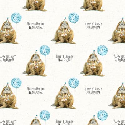 TWR24 - Funny Happy Birthday Wrapping Paper - Handsome Walrus - 25 Flat Sheets