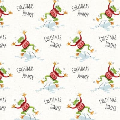 TWR25 - Funny Christmas Wrapping Paper - Frog Christmas Jumper - 25 Flat Sheets