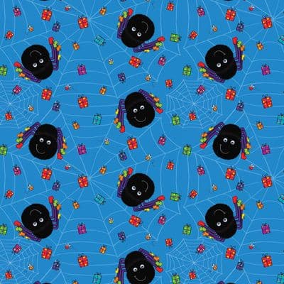 TWR5 - Boys Wrapping Paper - Blue Spiders - 25 Flat Sheets