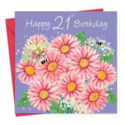 WB17 - Age 21 Birthday Card for Her - 21st - Gerberas