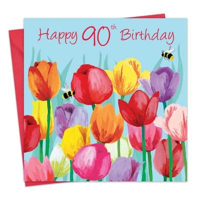 WB25 - Age 90 Birthday Card for Her - 90th - Tulips