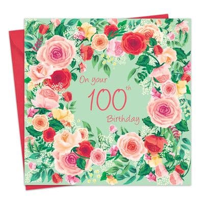 WB26 - Age 100 Birthday Card for Her - 100th - Roses
