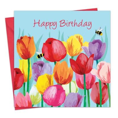 WB9 - Womens Happy Birthday Card for Her - Tulips