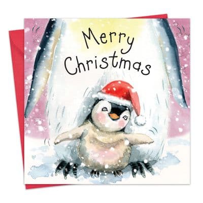 WF12 - Cute Xmas Card with Baby Penguin
