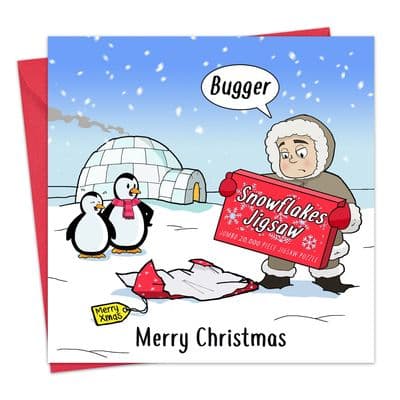 XMAS74 - Funny Christmas Card - Snowflakes Jigsaw