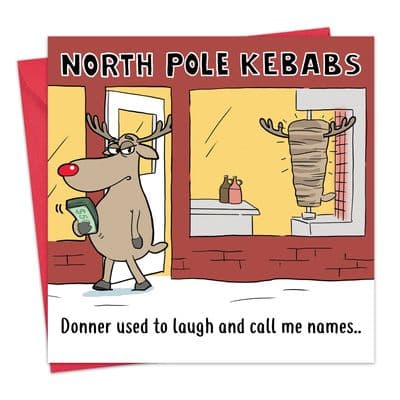 XMAS77 - Funny Christmas Card - Rudolph's Revenge Kebab