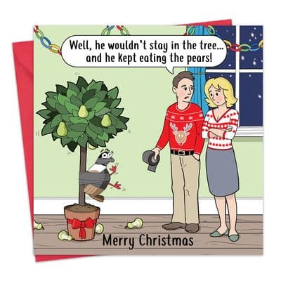 XMAS78 - Funny Christmas Card - Partridge Pear Tree