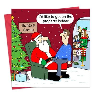 XMAS87 - Funny Christmas Card - Property Ladder Wish