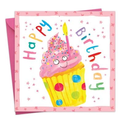 YUM19 - Cupcake Girl Happy Birthday Card