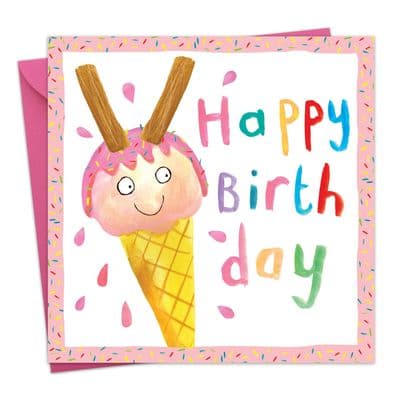 YUM20 - Happy Birthday Card Girl Ice Cream