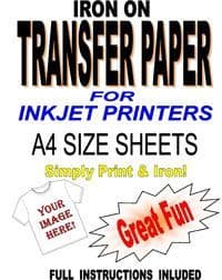 Inkjet Iron On T Shirt Transfer Paper For Light Fabrics 100 A4 Sheets