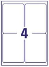 Inkjet & Laser A4 Sheet Labels 4 Per sheet 139mm x 99.1mm 100 Shts
