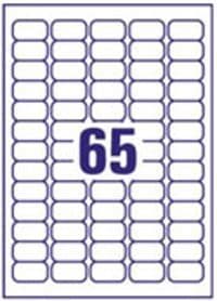 Inkjet & Laser A4 Sheet Labels 65 Per sheet 38.1mm x 21.2mm 250 Shts