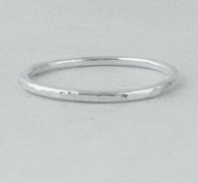 1.5mm Halo Ring Solid 925 Sterling Silver Round Band Stacking Polished or Hammer