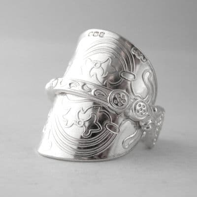 Beautifully Detailed Handmade Antique Ornate Sterling Silver Spoon Ring dated 1936
