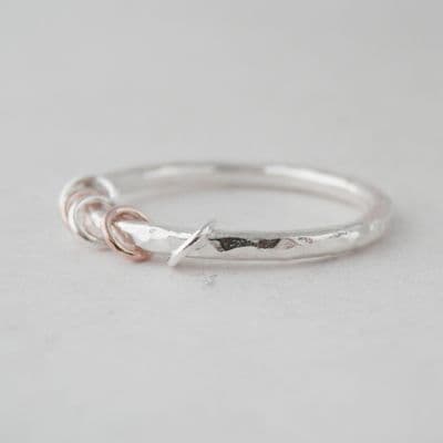 Contrasting Sterling Silver and Rose Gold Fidget Anxiety Stacking Ring 1.8mm