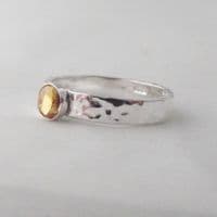 Gemstone Solitaire Ring Handmade Sterling Silver Hammer Finish Choose Your Gem