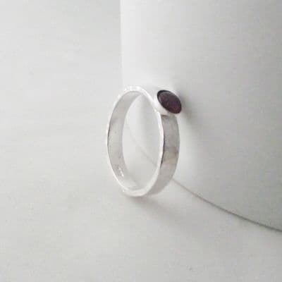 Gemstone Solitaire Ring Handmade Sterling Silver Hammer Finish Choose Your Gem