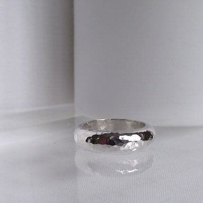 Gorgeous Detailed Handmade Chunky Hammer Finish Solid Sterling Silver Ring