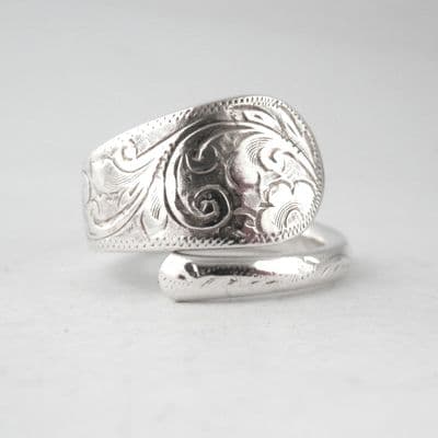 Gorgeous Handmade Ornate Design Sterling Silver Spoon Ring 2025